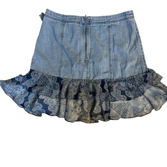 Anthropologie Pilcro Asymmetrical Ruffle Blue Denim Skirt Size LP- NWT - Picture 4 of 7